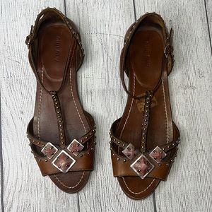 🔹 Miu Miu Vintage Leather Studded Embellished Sandals